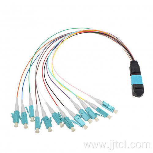 Male MPO-LC 12F OM4 Aqua 0.9mm Fanout Cable